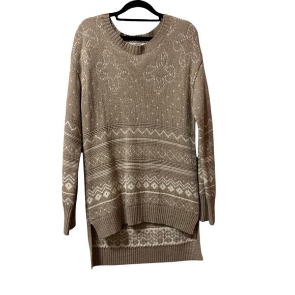 Thakoon x RTR Tan Fair Isle Tunic Sweater Light Brown Cream Size Medium - Picture 3 of 8